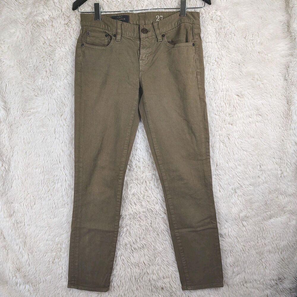 J Crew Toothpick Skinny Jeans Brown Sz 27 Ankle Academia Earth Tone Neutral